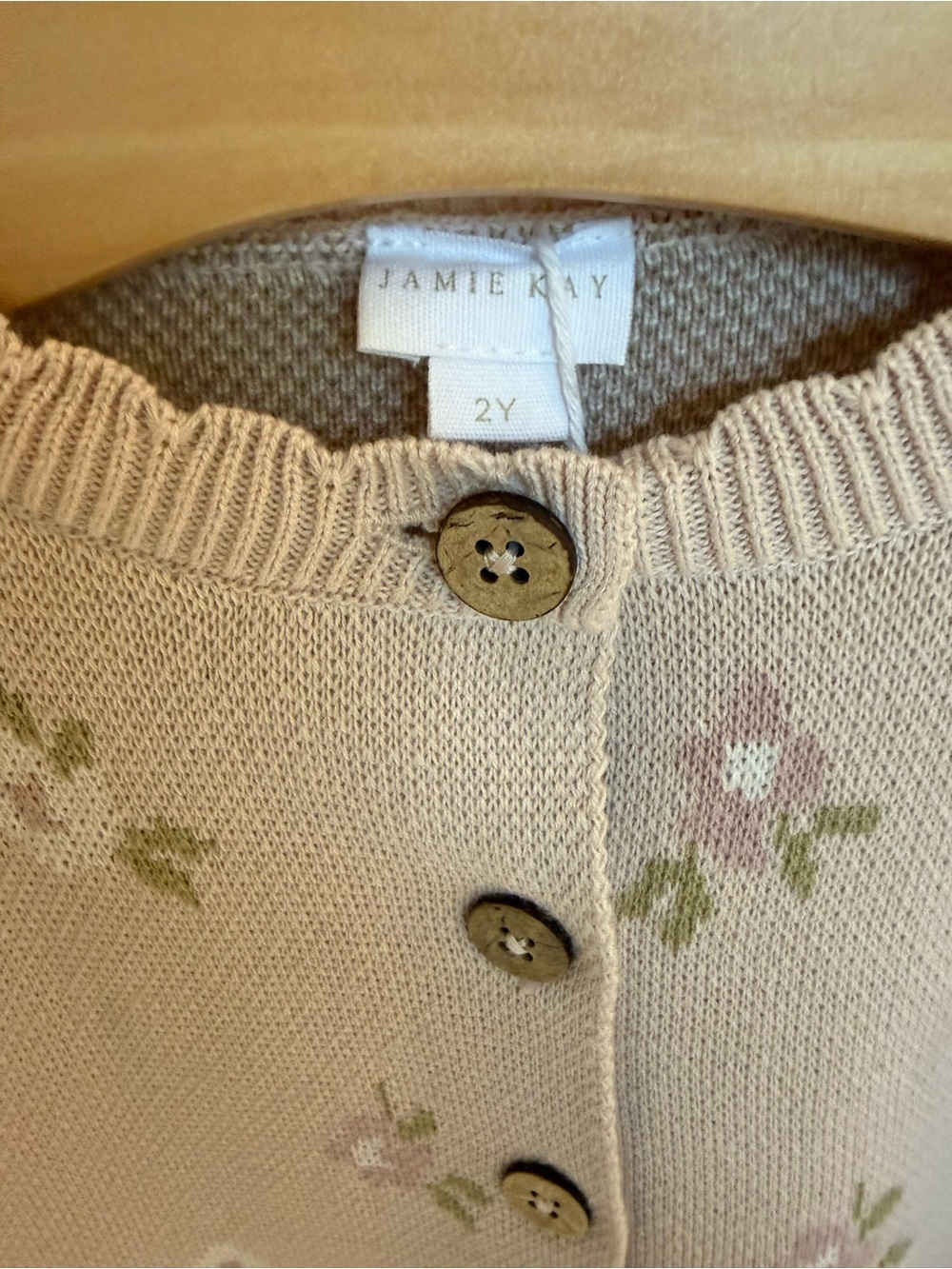 Toddler Girls Blush Floral Knit Cardigan Sweater - Picture 3 of 4